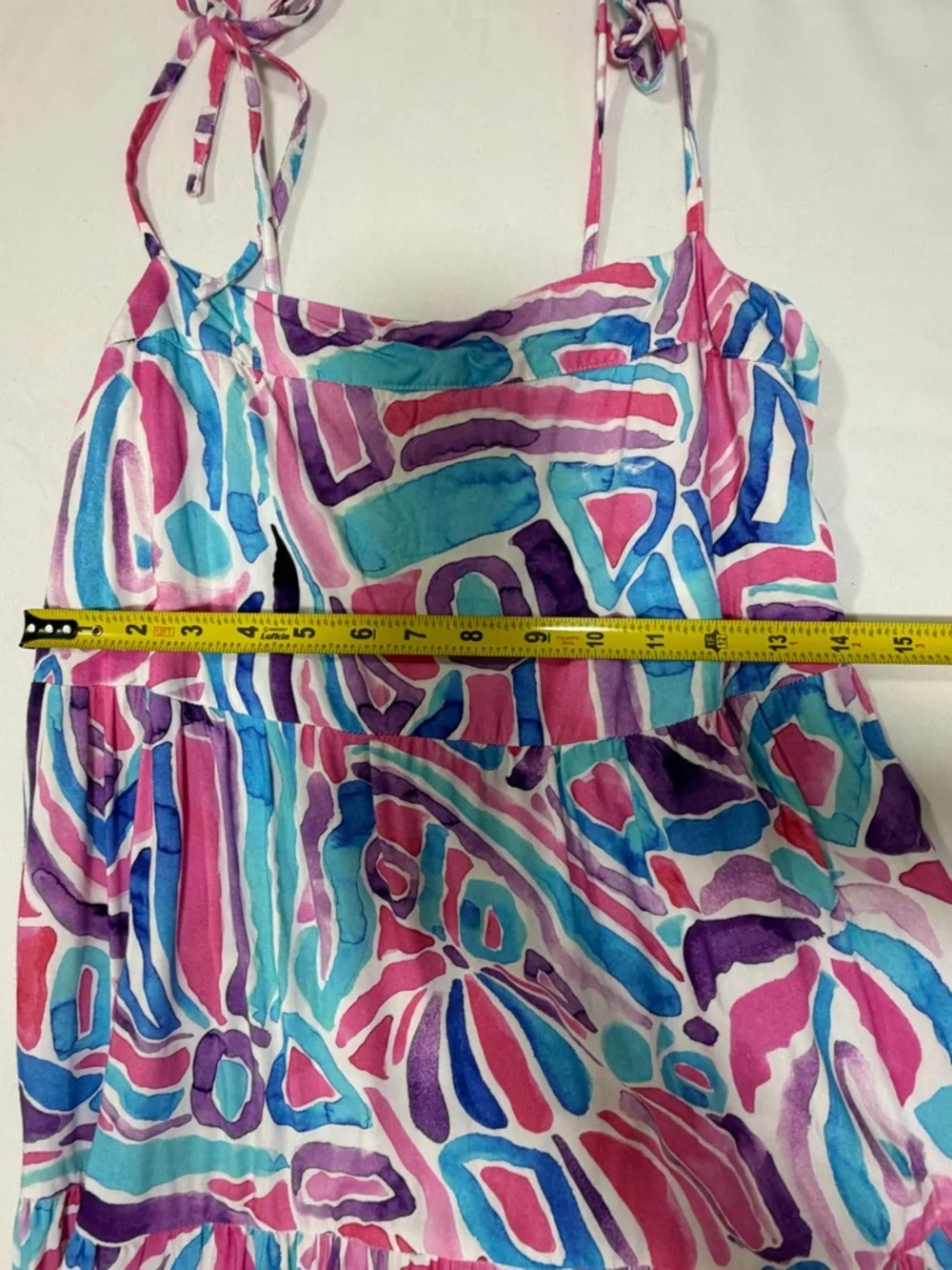Kenny Flowers Pink Blue Purple Abstract Smocked Dress - Picture 7 of 8